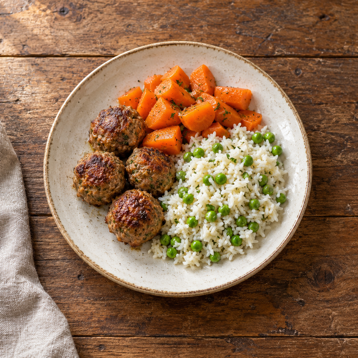 Meatballs & Carrots, Rice & Peas - WF, DF