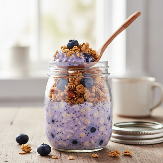 Blueberry Crunch Overnight Oats - WF, DF