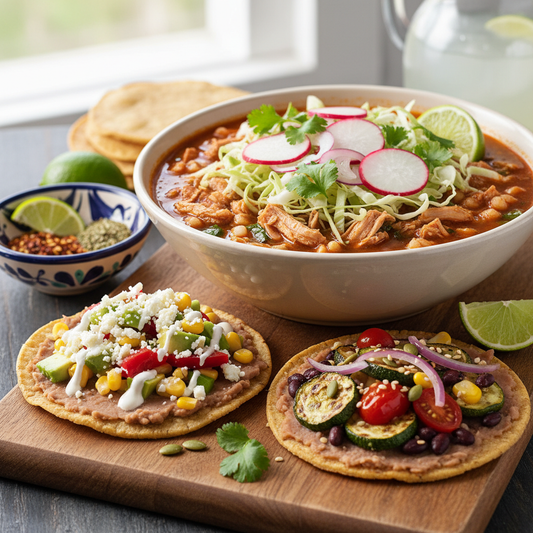 Chicken Pozole with Bean & Veggie Tostada - WF