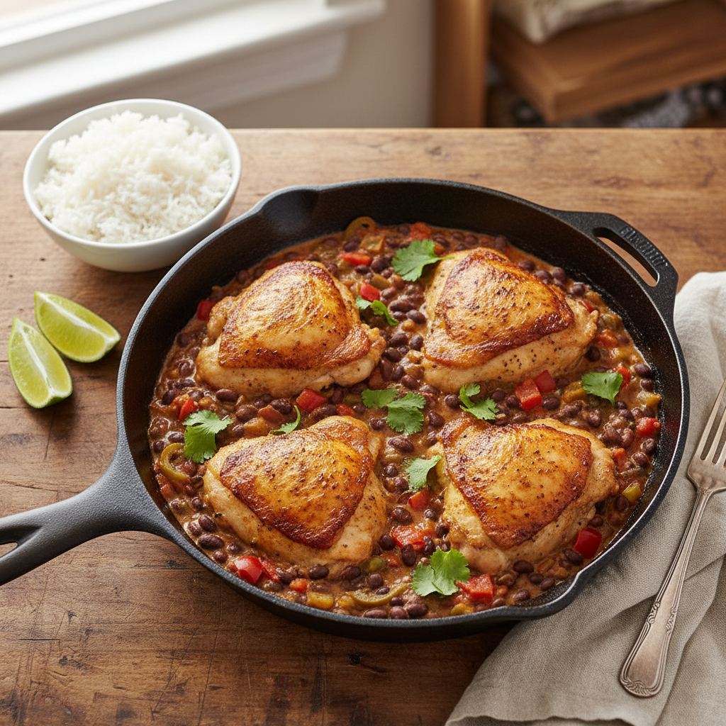 Chicken Thighs & Creamy Black Bean Vegetables - WF, DF