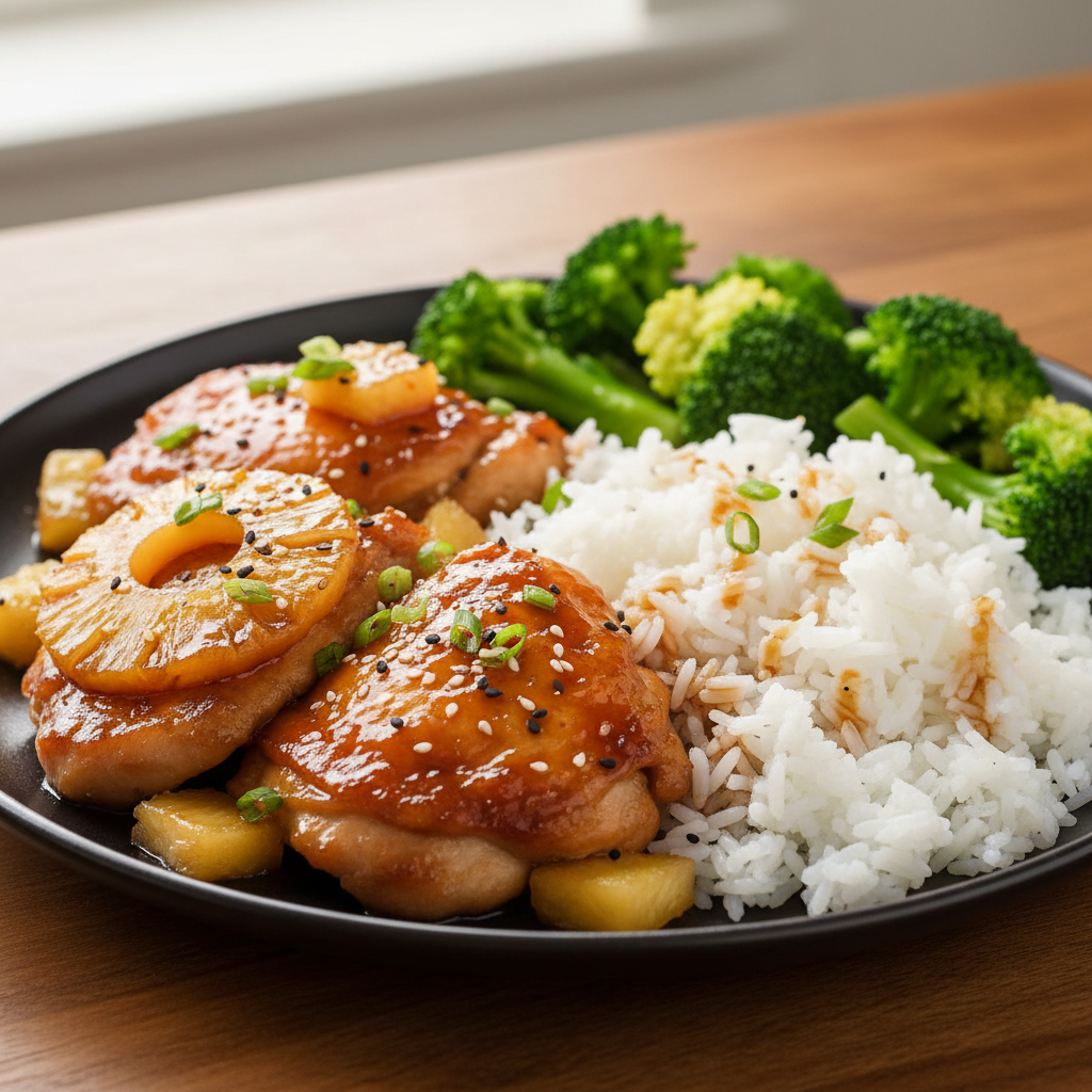 Pineapple Teriyaki Chicken Thighs & Rice, Broccoli - WF, DF
