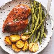 Spice Rubbed Chicken with Brown Butter Potatoes, Oniony Green Beans WF