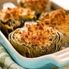 Pumpkin Walnut Stuffed Artichoke with Arugula Salad WF