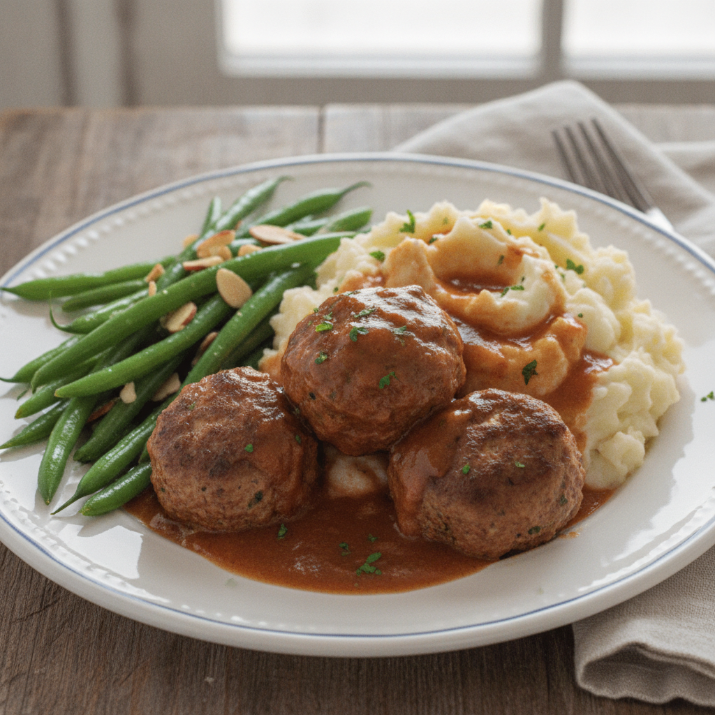 Turkey Meatballs & Mashed Potato, Green Bean - WF